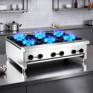 English Elm Commercial Six Burner Countertop Gas Range Stainless Steel 168000 Btu Kitchen W5057P394272