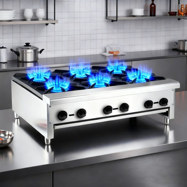 English Elm Commercial Six Burner Countertop Gas Range Stainless Steel 168000 Btu Kitchen W5057P394272
