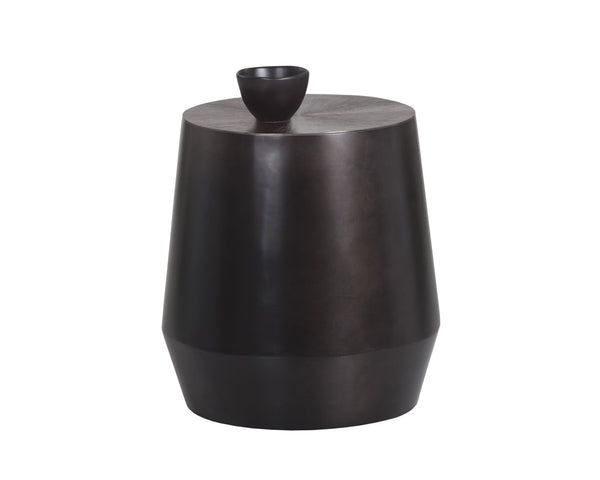 Sunpan Creed End Table - Hand-Hammered Drum Design with Captivating Finish for Stylish Living Spaces Gunmetal