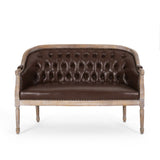 Christopher Knight Home® - Noble House - Faye Traditional Tufted Upholstered Loveseat, Dark Brown And Antique