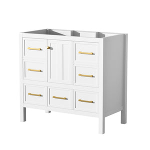 English Elm 36'' Elegant Freestanding Bathroom Vanity Cabinet - Solid Wood, 5 Drawers, Soft-Close Doors, Stylish Storage N710P256102K