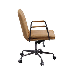 English Elm Rum Top Grain Leather Swivel Office Chair with 360° Mobility, Adjustable Height, Wheels, Durable Elegance B062P215465
