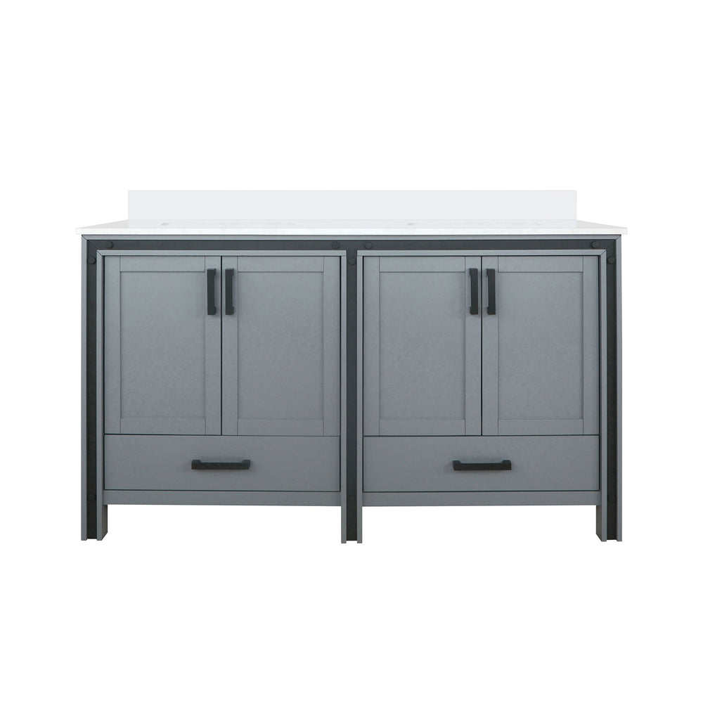 English Elm Dark Grey Double Bath Vanity 60" W X 22" D With White Quartz Top - Elegant Storage & Modern Style B2731P260620