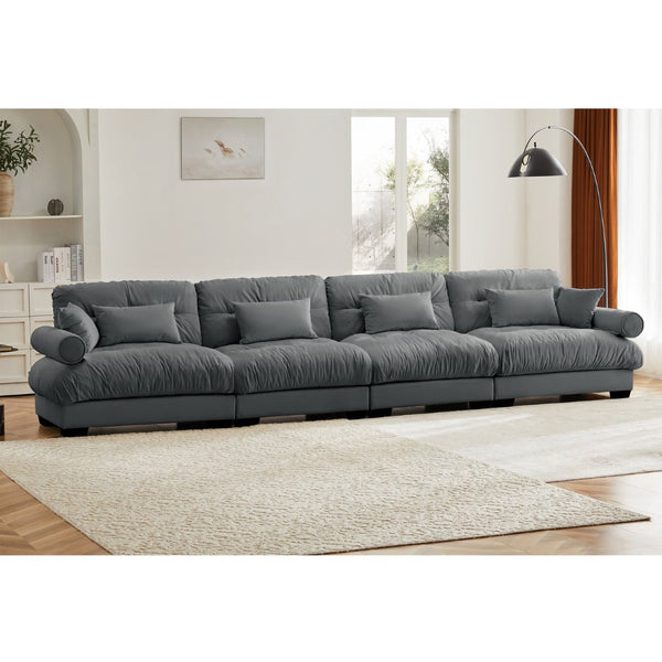 English Elm Super Comfort Oversized Modular Velvet Sectional Sofa – Luxurious Cloud-Like Seating With Arm Support W714S01128-GIGA