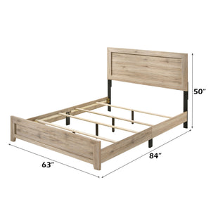 English Elm Miquell Queen Bed with Raised Molding Trim and Tapered Legs, Solid Frame, 660lb Capacity, Low Profile Natural 66 L x 28 W x 7 H B2726P254735