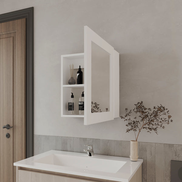 English Elm Payson Mirrored Medicine Cabinet White Melamine — Compact 20.3"H x 17.4"W x 5.1"D Stylish Storage B128P237154