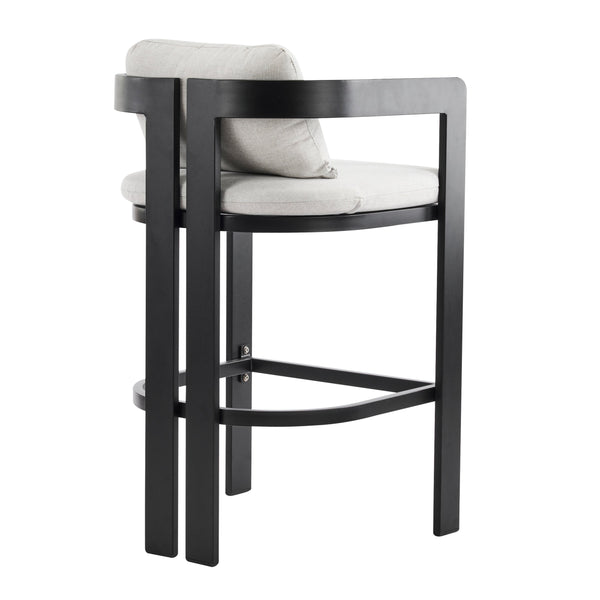 English Elm Christopher Knight Home® - Pula Weatherproof Aluminum Counter Stools Set of 2 — Black Frame, Grey Olefin Cushions, Ergonomic Bar Chairs N775P361567G
