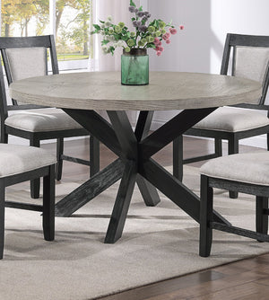 English Elm 1pc Round Dining Table 54" RD Light Woodgrain Top Two-Tone Finish Sculptural Base Rustic Chic Elegance B011P351144