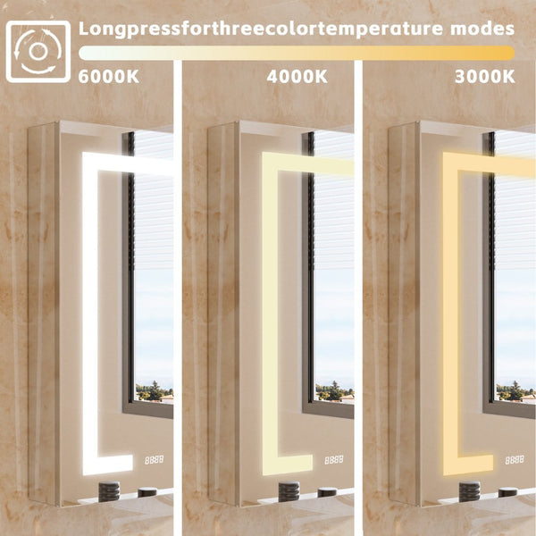 English Elm Lighted Aluminum Medicine Cabinet Smart Mirror with Anti-fog Led and Built-in Usb Outlet W5609P461365