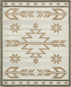 Unique Loom Outdoor Modern Albuquerque Machine Made Geometric Rug Beige, Brown/Light Brown 8' 0" x 10' 0"