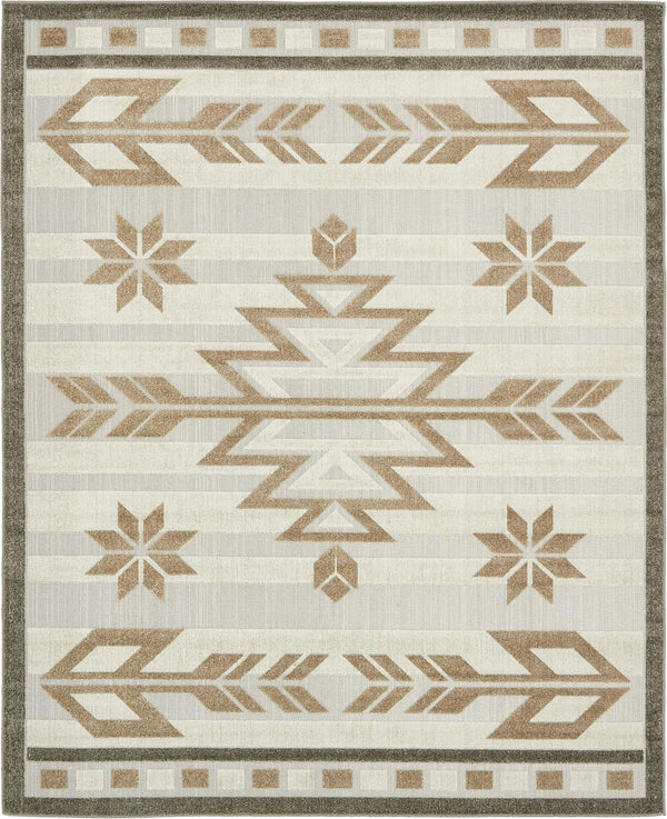 Unique Loom Outdoor Modern Albuquerque Machine Made Geometric Rug Beige, Brown/Light Brown 8' 0" x 10' 0"