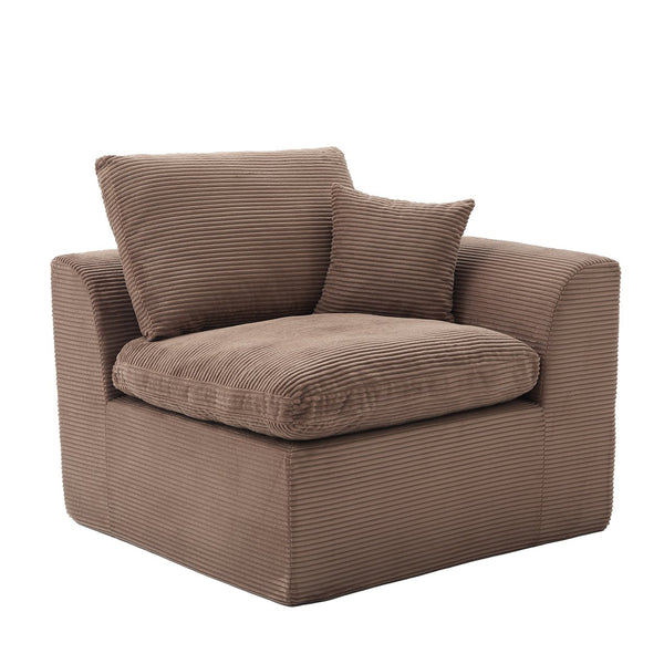 English Elm UNITED Cloud Couch Modular Sectional Sofa with Corduroy Cover, Ergonomic 2-Seater, No Assembly Needed Brown W1568P371124