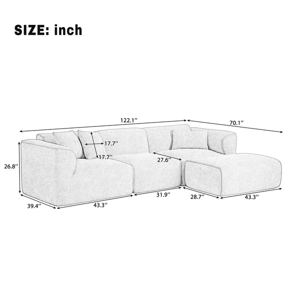 English Elm U_Style Plush velvet 4-seater sofa with sponge-spring seats, removable back cushions, modern comfort and style Grayish Green WY000450AAC