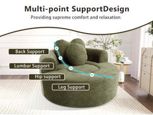 English Elm Round Cloud Sofa Bed Waffle Fabric Memory Foam Convertible Couch for Small Space Living Green W3224P492032
