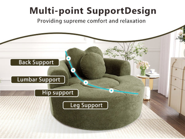 English Elm Round Cloud Sofa Bed Waffle Fabric Memory Foam Convertible Couch for Small Space Living Green W3224P492032