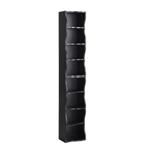 English Elm 8-layer ultra-thin 8-tier tall bookshelf with wavy edge design, space-saving display shelf for home office Black W487P339358