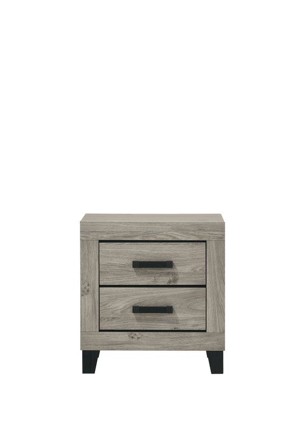 English Elm Mari Light Gray Nightstand with 2 Soft-Close Drawers, Durable Rubber Wood & Particle Board, 40lb Top capacity B2726P292249