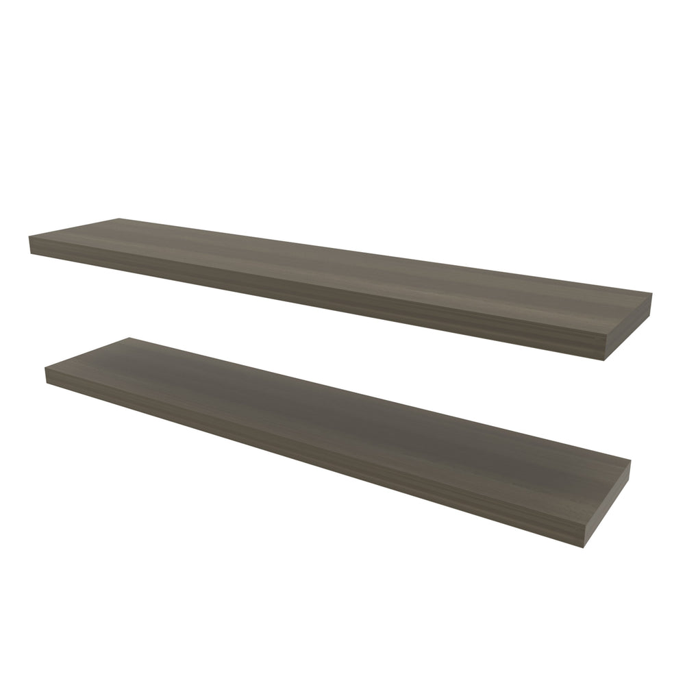 English Elm Fm Furniture Greer Floating Shelves Set Of 2 In Smokey Oak - Modern Minimalist Wall Storage Solutions B128P361103