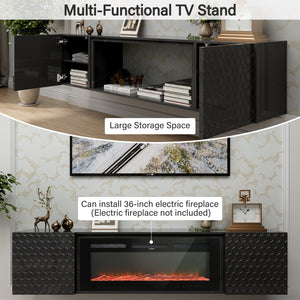 English Elm Floating TV Wall Mount Stand 80" TV Capacity, MDF Wood Console, 220lb Load, Hidden Cable Management T3609P332397