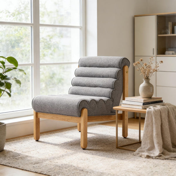 English Elm Fluffy Shearling Accent Chair Plush Tiered Back Solid Wood Frame Cozy Reading Nook Dark Gray,Natural N767P366257G