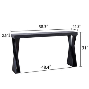 English Elm Modern 58.3" Console Table – Slim 11.8" Depth Black Manufactured Wood Sofa Table with Cross Legs, Stylish Entryway Accent for Hallway, Living Room, Office W2729P239170