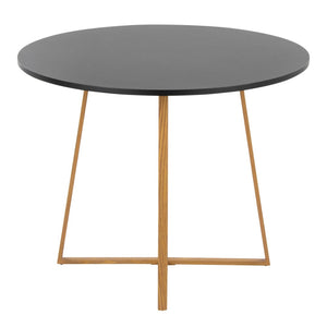 English Elm Dining Table Round Natural Wood Top with Metal Base Modern Style Seats Four Black B202S02200