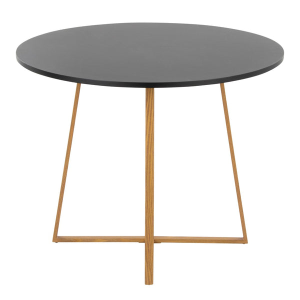 English Elm Dining Table Round Natural Wood Top with Metal Base Modern Style Seats Four Black B202S02200