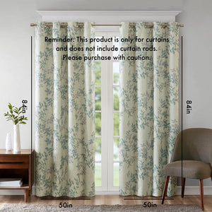 English Elm Printed Botanical Blackout Curtain Panel — SunSmart Julie textured polyester slub with noise-reducing foamback for energy savings and privacy, silver grommet top, 50x95" Multicolor 3.05 L x 10.24 W x 8.66 H B03599781
