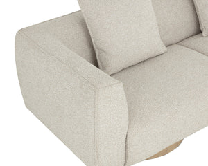 Sunpan Mattis Sofa - Modern Elegance In Santa Cruz Oatmeal With Light Oak Veneer For Timeless Style Taupe Fabric 112035
