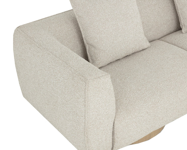 Sunpan Mattis Sofa - Modern Elegance In Santa Cruz Oatmeal With Light Oak Veneer For Timeless Style Taupe Fabric 112035