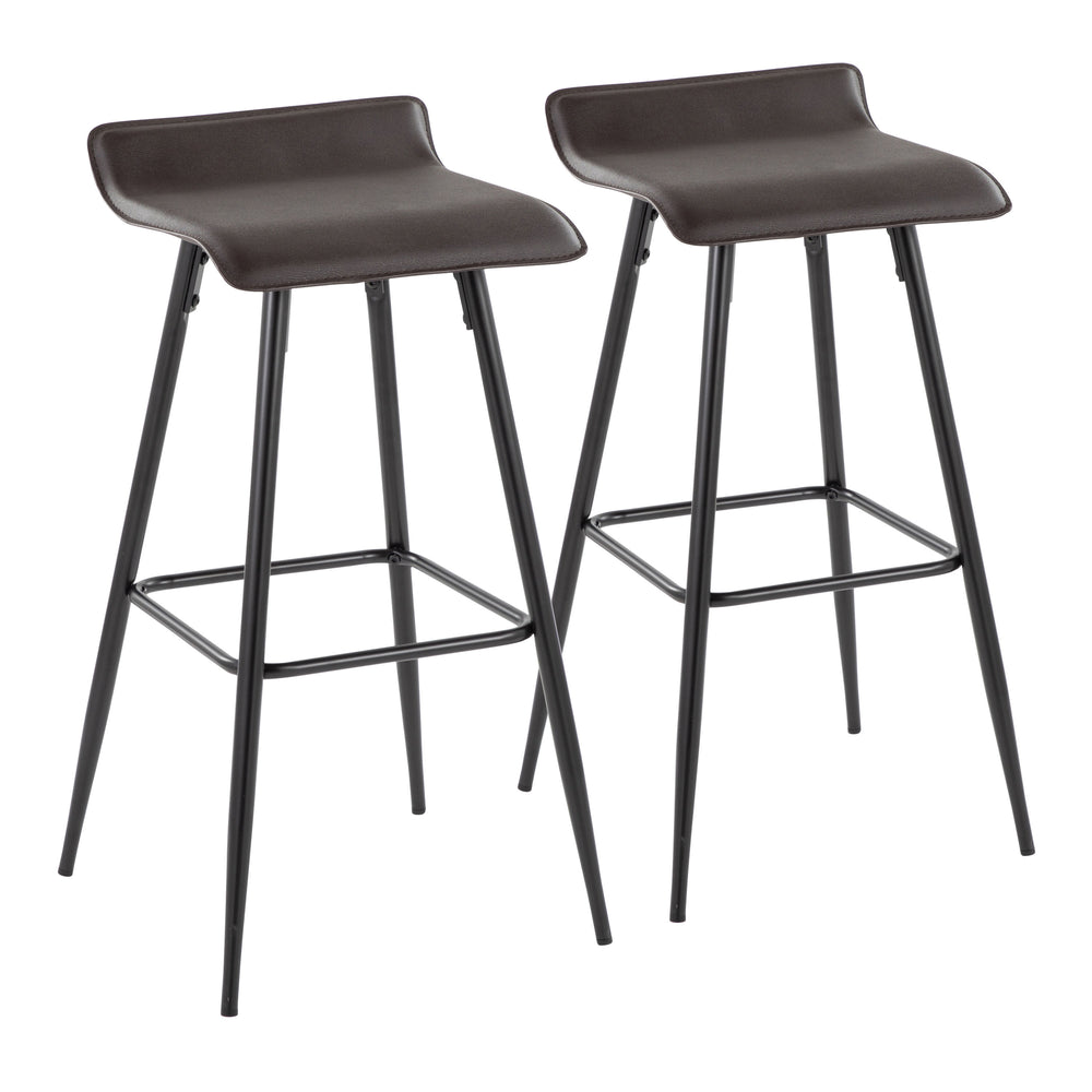 English Elm Ale 30" Contemporary Fixed-Height Bar Stool with Wave Upholstered Seat and Black Steel Base, Set of 2 Espresso B202P222129