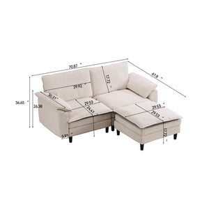 English Elm 70.87" Chenille Modular Cloud Sectional with Ottoman Deep Plush Seating for Living Rooms W5029S00001
