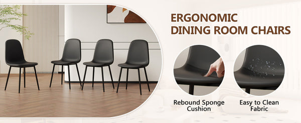 English Elm Table And Chair Set - Modern 71" White Grain Dining Table With Storage & 6 Black Pu Upholstered Chairs W1151S04265-GIGA