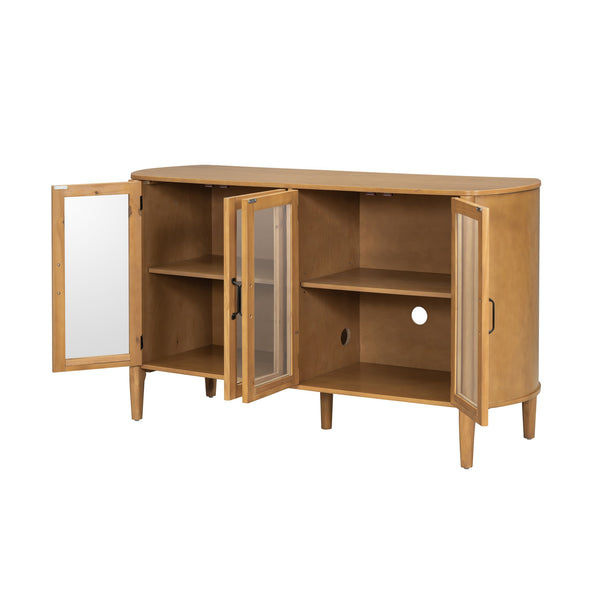 English Elm Christopher Knight Home® - Storage Cabinet - Stylish 4-Door Design For Entryway Or Living Room, Natural Finish, Ample Space N780P330603N
