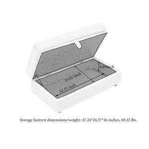 English Elm 47.24-inch corduroy armchair with storage ottoman and USB ports, spring seat, solid wood frame lounge Gray W3356S00021