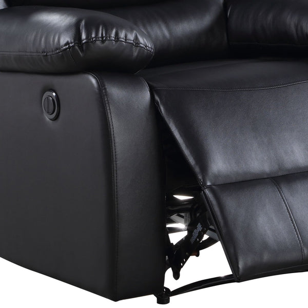 English Elm Eilbra Black Faux Leather Power Recliner with Pocket Coil Seat, Pillow Top Arms, 220lb Capacity B2726P281454