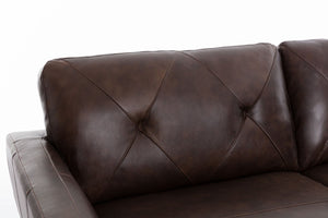 English Elm 3+2 Diamond Quilted Top Grain Leather Sofa Transitional Living Room Two Over Two W1896S00009
