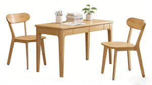 English Elm Solid Natural Wood Mid-century Dining Chairs Curved Back Upholstered Seat Set of 2 W3204P429362