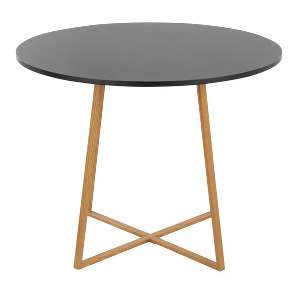 English Elm Dining Table Round Natural Wood Top with Metal Base Modern Style Seats Four Black B202S02200