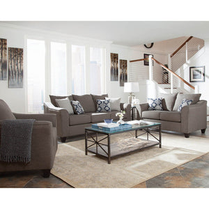 English Elm Tatum Upholstered Loveseat with Flared Arms Welt Trim and Warm Wood Legs B062P357785