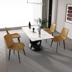 English Elm 71" Modern Luxury Dining Table With Sintered Stone Top & Carbon Steel Base For Elegant Entertaining W2699S00023