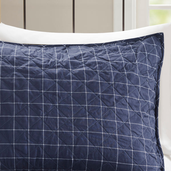English Elm 3 Madison Park Timber Reversible Quilt Set Full/Queen – Green Navy Patchwork Lodge Style, Soft Cotton-Rich Fill, Machine Washable B03597591