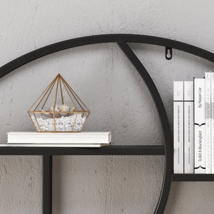English Elm Christopher Knight Home® - Metal Wall Shelf with wood and iron frame — decorative floating shelving unit for living room decor, bedroom organizer, hallway centerpiece, rustic modern storage Grey 63812.00GRYPEWT