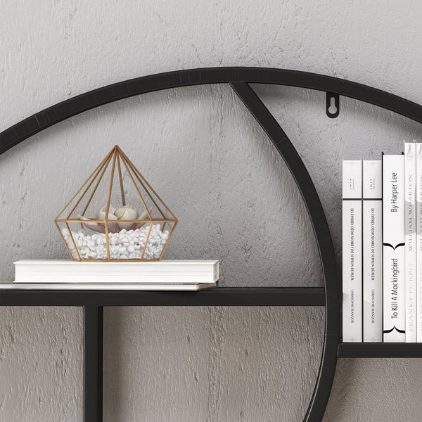 English Elm Christopher Knight Home® - Metal Wall Shelf with wood and iron frame — decorative floating shelving unit for living room decor, bedroom organizer, hallway centerpiece, rustic modern storage Grey 63812.00GRYPEWT