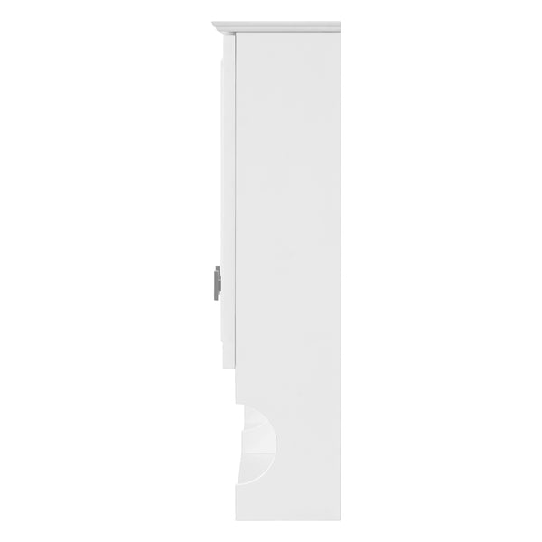 English Elm 30 30 Inch Mirror Medicine Cabinet with Half-Moon Design, Soft-Close Hinges, Open Shelf & Solid-Wood Frame White N710P322812K