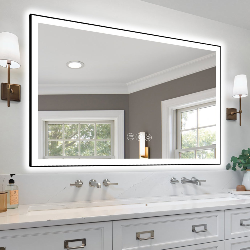 English Elm 60x40 Frameless LED Bathroom Mirror Smart Anti-Fog Dimmable 3000-6000K Touch Control UL-Certified T3757P347000