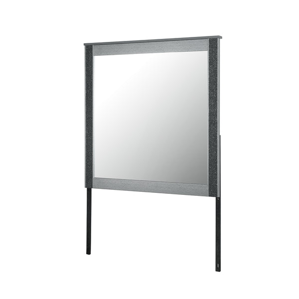 English Elm Lorenzo Sleek Silver Mirror with Glittered Detailing, Large Scale Solid Wood Frame, Dresser-Ready B201P299018