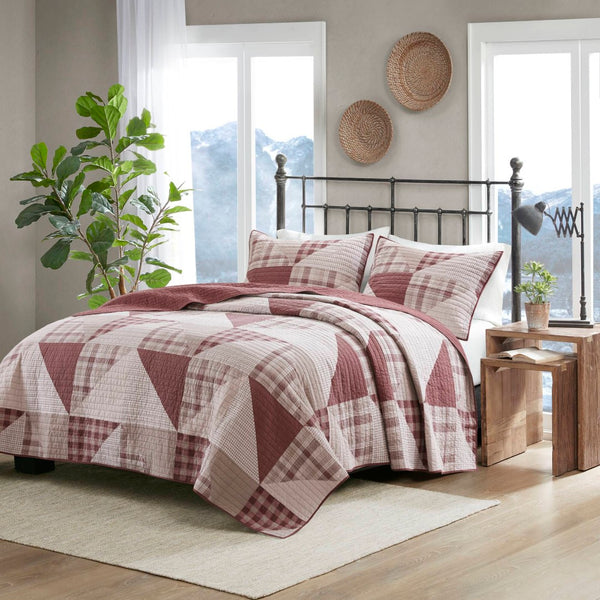 English Elm 3-piece Full Queen Quilt Set Knit Face Microfiber Reverse Farmhouse Bedroom Bedding B035P482963