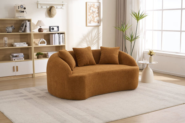 English Elm Ly-049s Curved Chenille Loveseat with Boneless Frame for Modern Living Spaces Orange W2231P402439