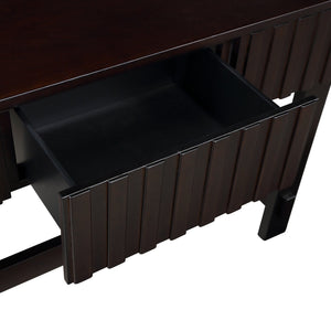 English Elm 52 Mid Century Fluted Console Table with 3 Smooth-Glide Drawers, Solid Pine Legs, Entryway Accent Espresso W1202P227362